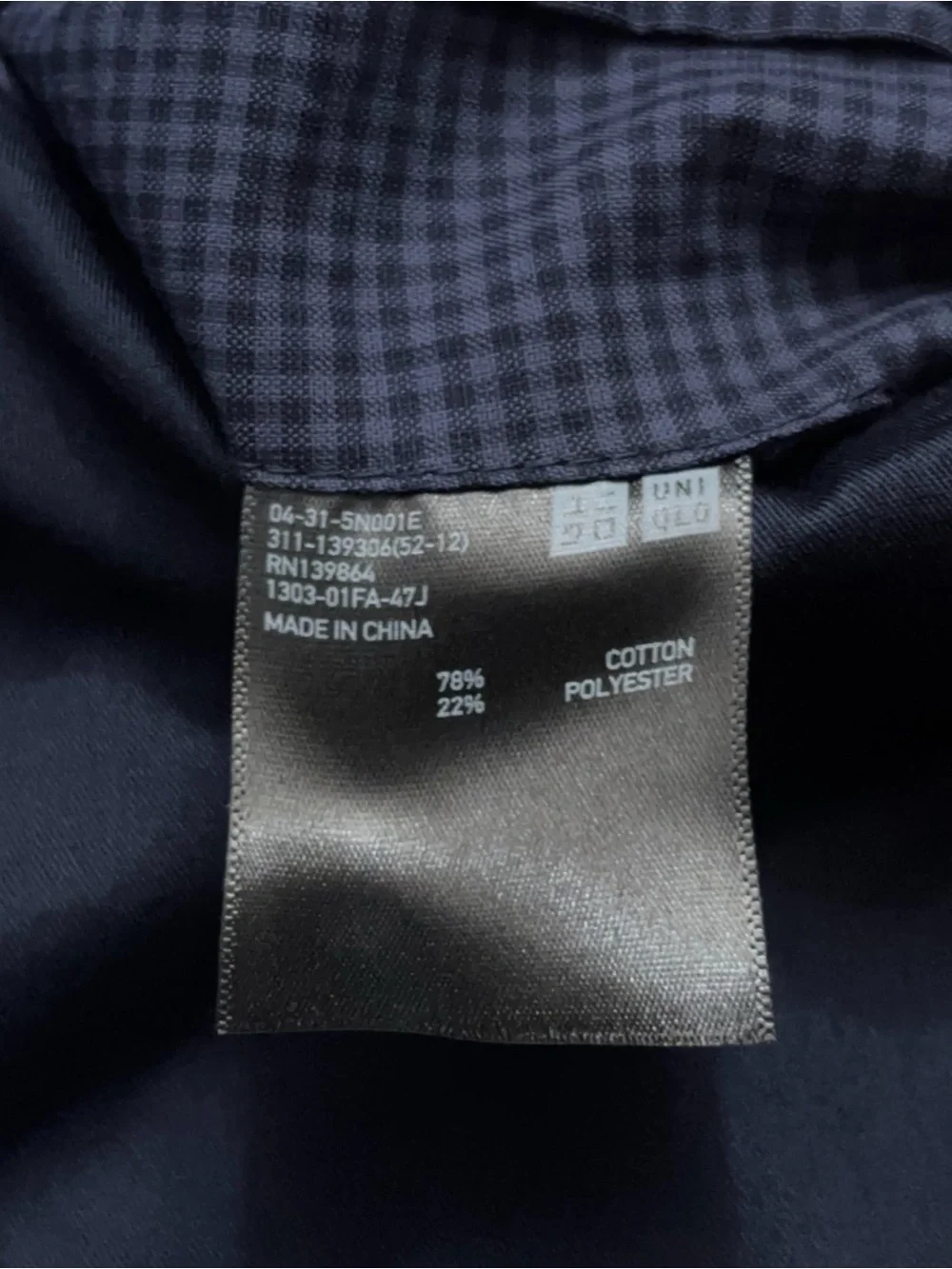 Uniqlo Blazer Jacket Mens L Sports Coat Unconstructured Lightweight Check Blue